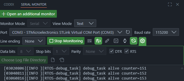 VS Code Serial Monitor 設定畫面